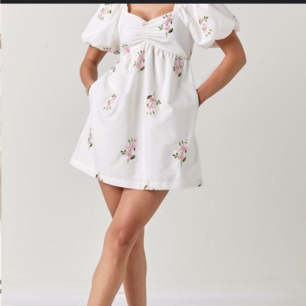 Francesca's Harriett Floral Embroidered Mini‎ Dress